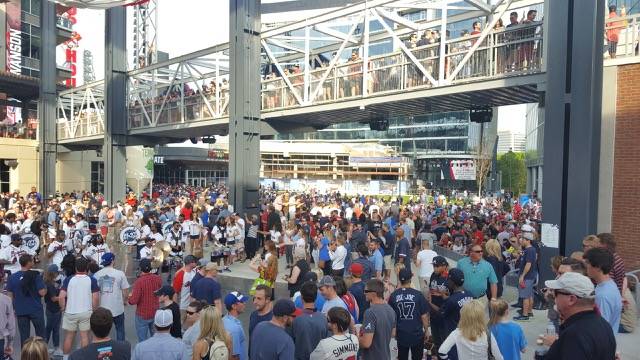 Visitors outside of SunTrust Park.
